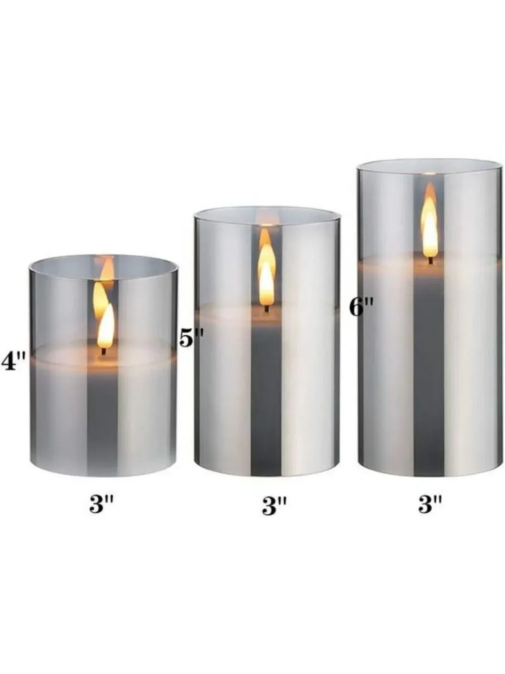 Eywamage Grey Flameless LED Candles Set Remote Pillar Battery Operated Decor